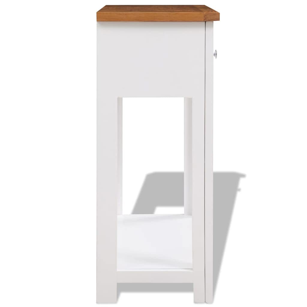 Solid Oak Wood Console Table with 2 Drawers and Shelf X49741