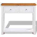 Solid Oak Wood Console Table with 2 Drawers and Shelf X49741