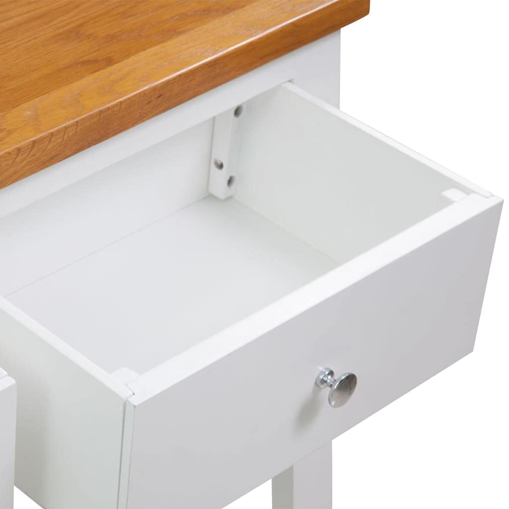 Solid Oak Wood Console Table with 2 Drawers and Shelf X49741