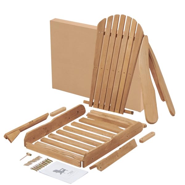 Wooden Folding Adirondack Chair Set of 2 Solid Cedar C736056