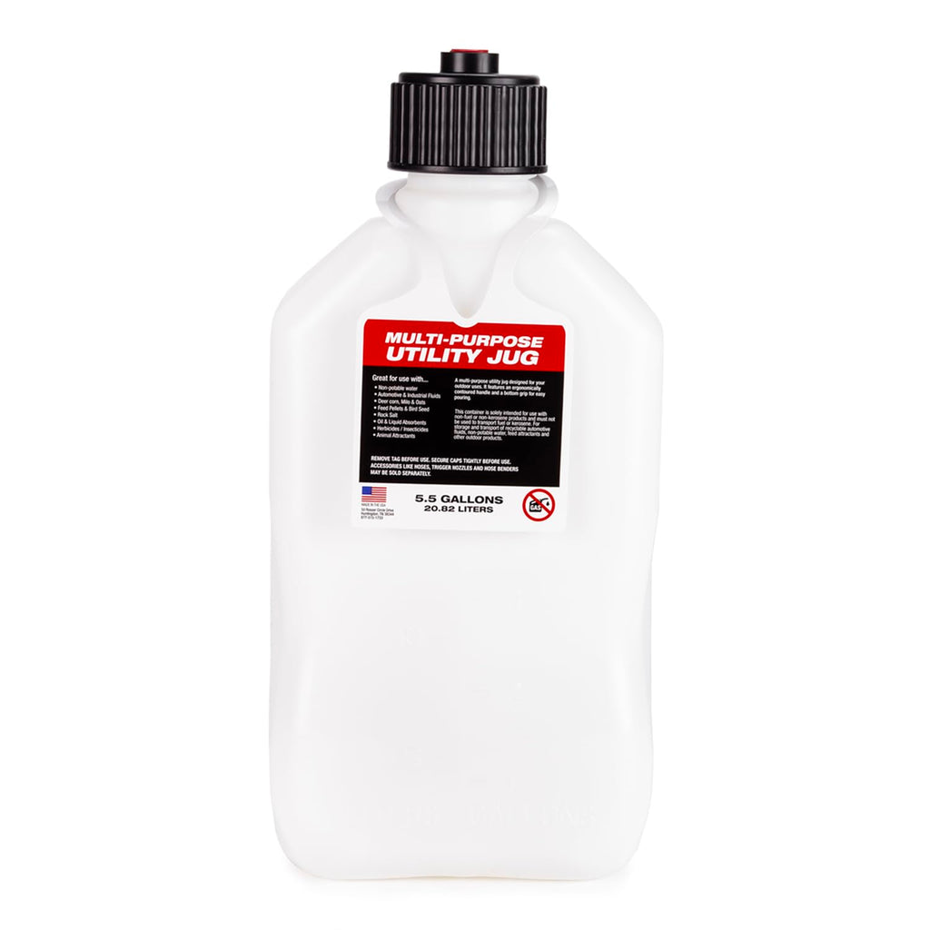 5.5 Gallon Square Motorsport Jug White with Filler Hose P72068