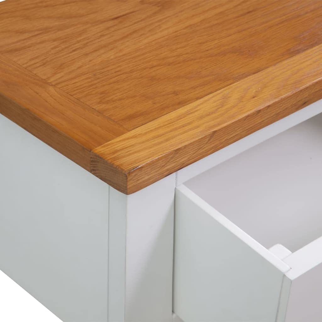 Solid Oak Wood Console Table with 2 Drawers and Shelf X49741