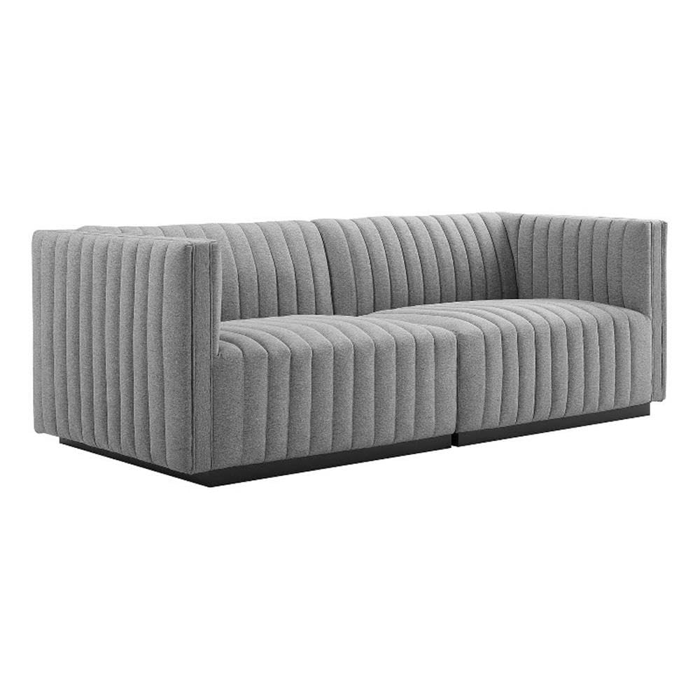 Black Light Gray Tufted Upholstered Loveseat J7420