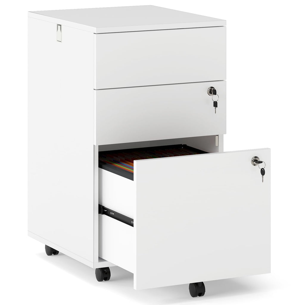 White 3 Drawer File Cabinet with Lock O18474