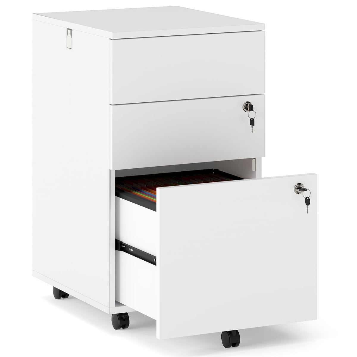 White 3 Drawer File Cabinet with Lock O18474