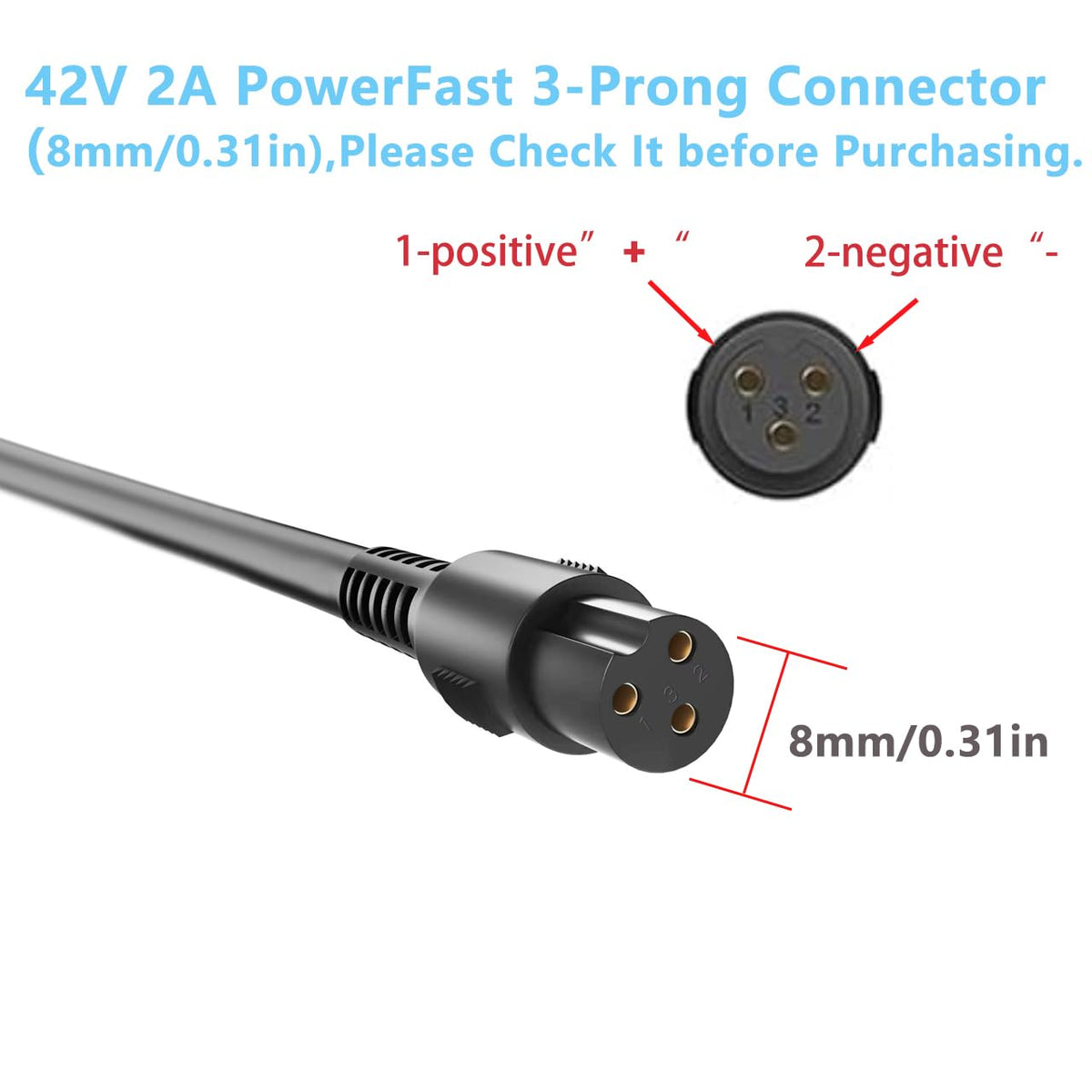 42V 2A Power Adapter 3-Prong Inline Connector Lithium Battery Charger N7168