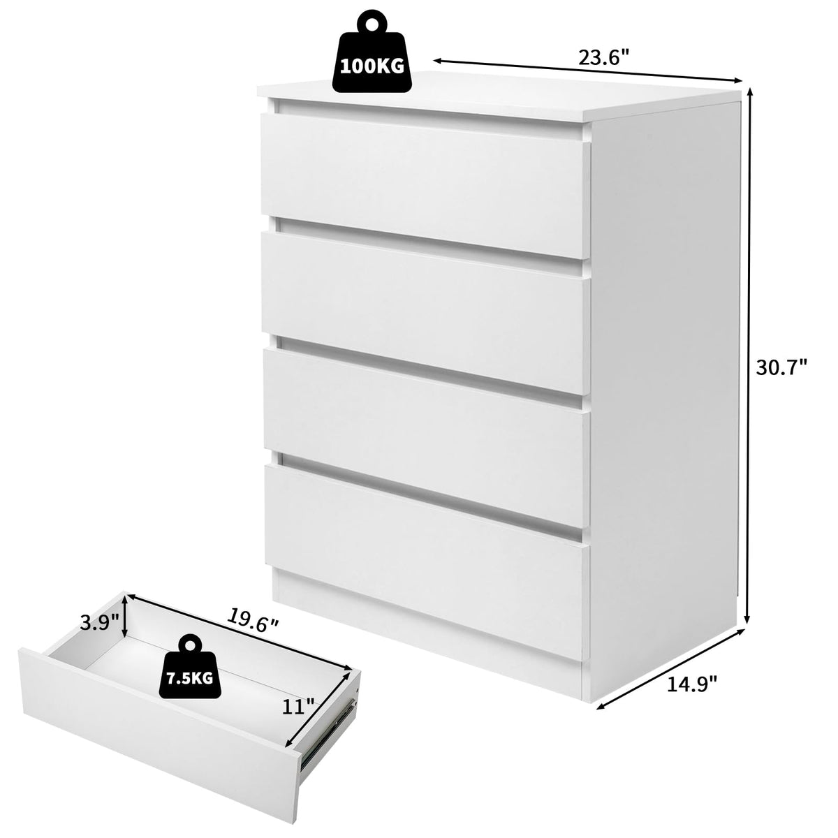 White 4 Drawer Dresser Q7990