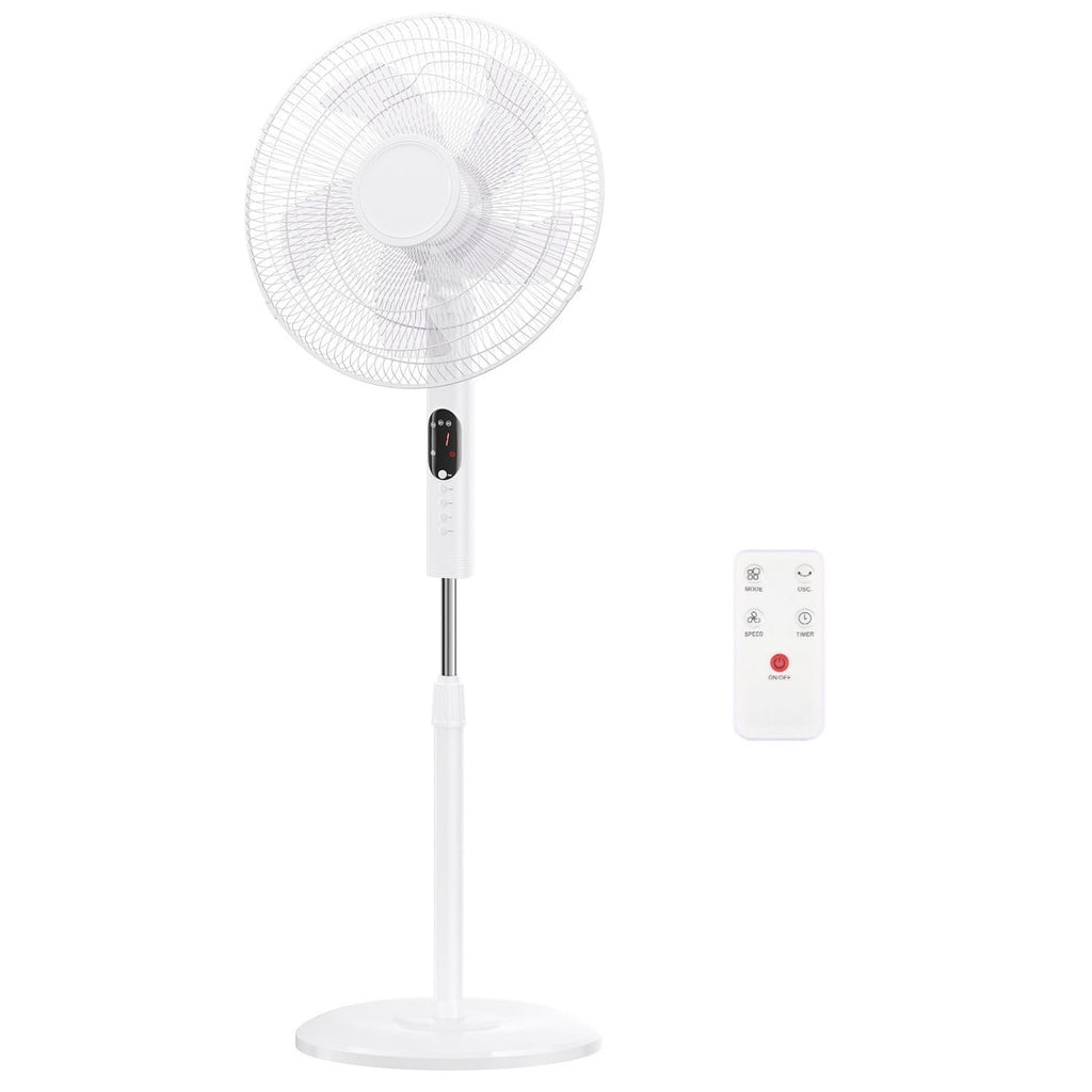 16 inch Quiet Oscillating Pedestal Fan with Adjustable Height & Tilt, White Y3504