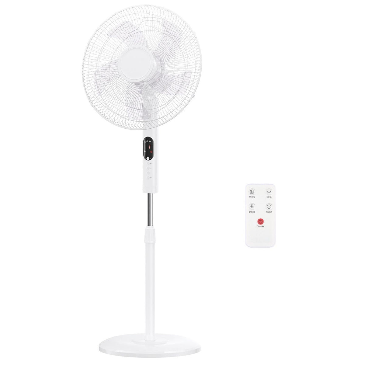 16 inch Quiet Oscillating Pedestal Fan with Adjustable Height & Tilt, White Y3504
