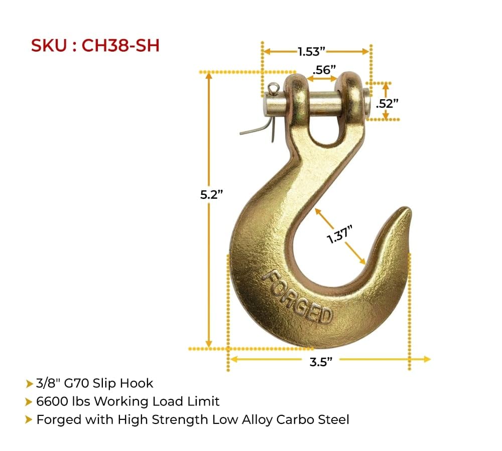 4 Pack 3/8" Grade 70 Clevis Slip Hook S8943