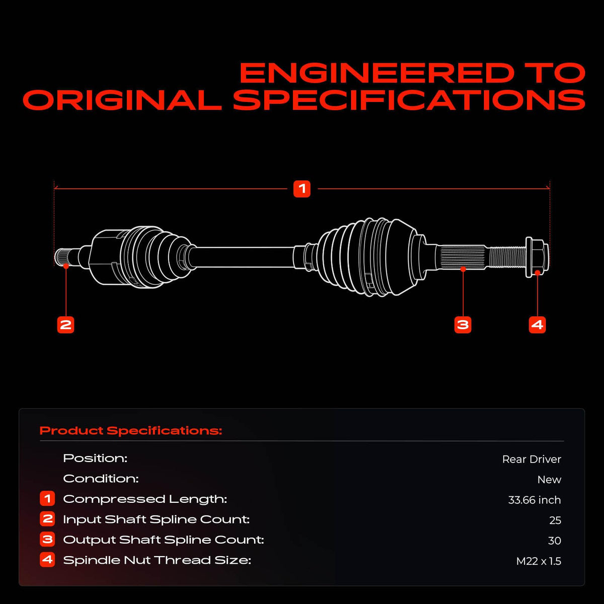 Rear Left CV Axle Shaft Assembly M4868