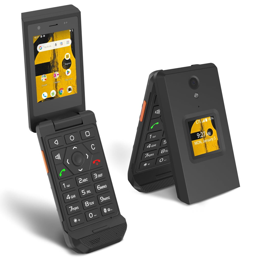 Unlocked Rugged Flip Phone 16GB 2.8'' Touchscreen Android 11 IP68 Water Resistant 4G LTE GSM Single Sim Black O24775