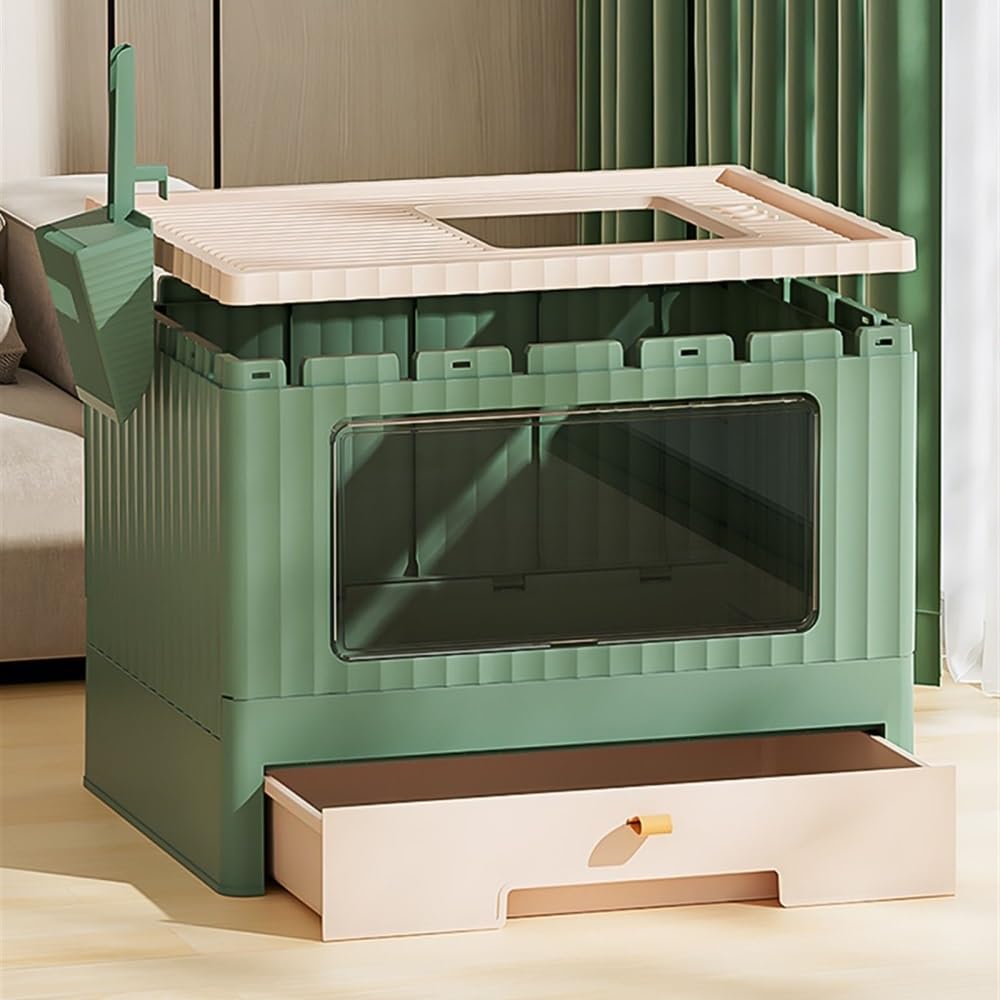 Foldable Cat Litter Box with Lid & Scoop H59132