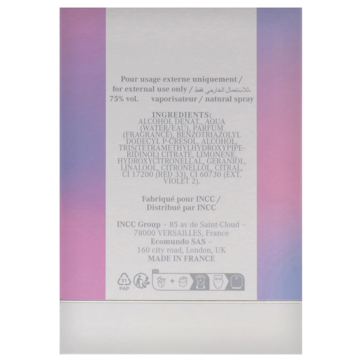 Eau De Toilette Perfume Spray 3 Fl Oz V443