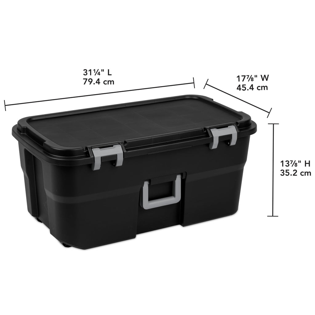 22 Gallon Black Wheeled Plastic Storage Trunk P403798