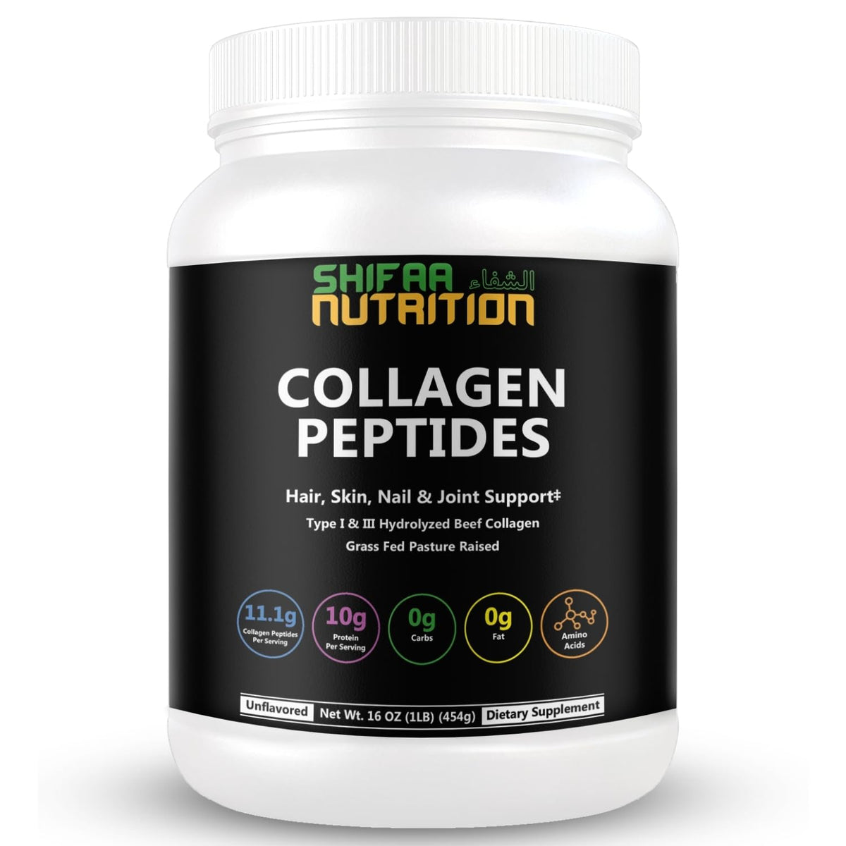 Unflavored Hydrolyzed Collagen Peptides Powder 1LB T6712