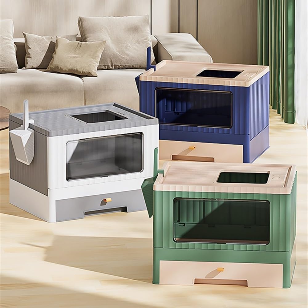 Foldable Cat Litter Box with Lid & Scoop H59132