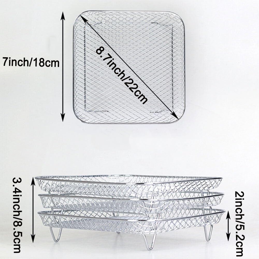 7 Inch Stackable Stainless Steel Air Fryer Rack, 3 Pcs D177703