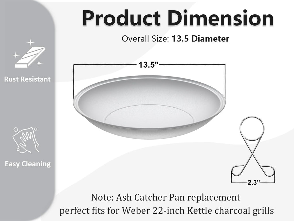 Silver Ash Catcher Pan for 22-inch Kettle Charcoal Grills L5451