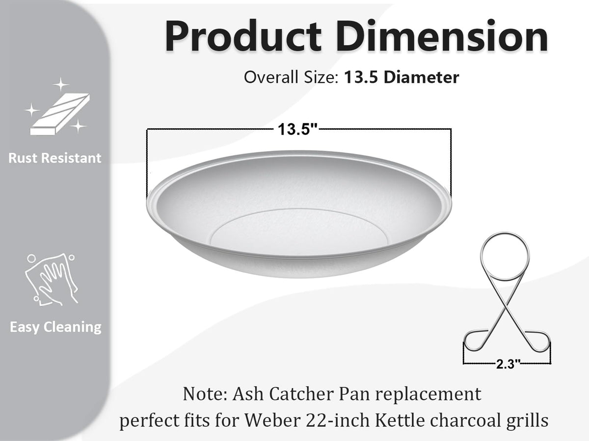 Silver Ash Catcher Pan for 22-inch Kettle Charcoal Grills L5451