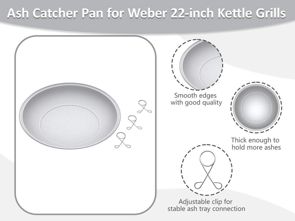Silver Ash Catcher Pan for 22-inch Kettle Charcoal Grills L5451