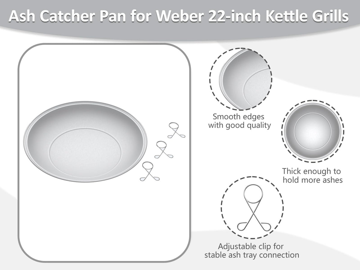 Silver Ash Catcher Pan for 22-inch Kettle Charcoal Grills L5451
