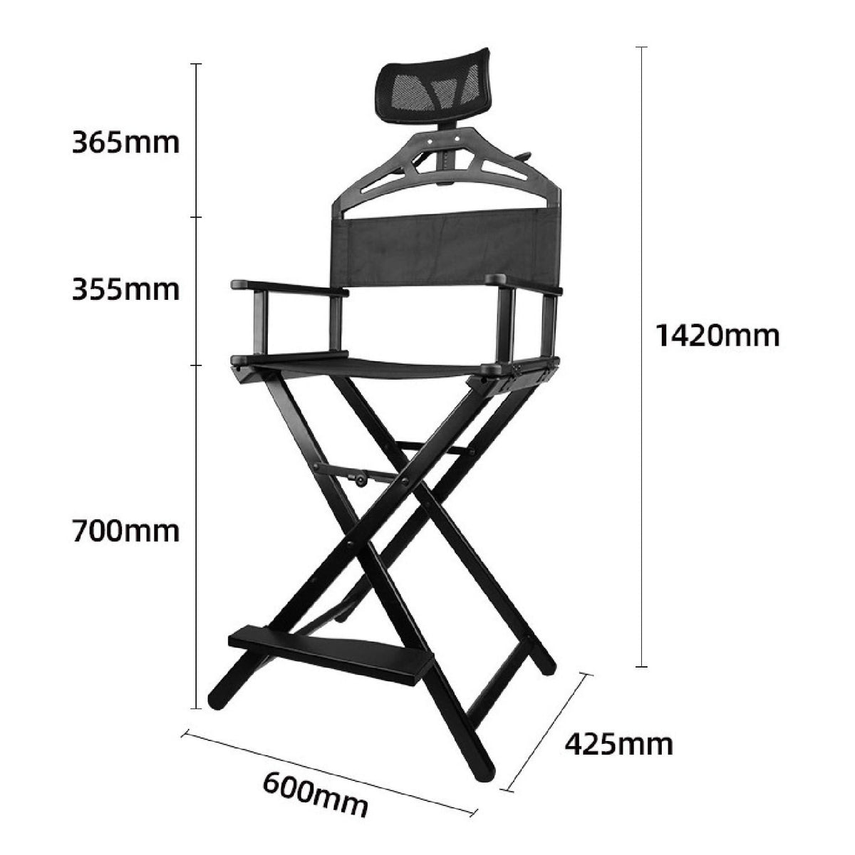 Extra Tall Foldable Makeup Artist Chair with Headrest B234