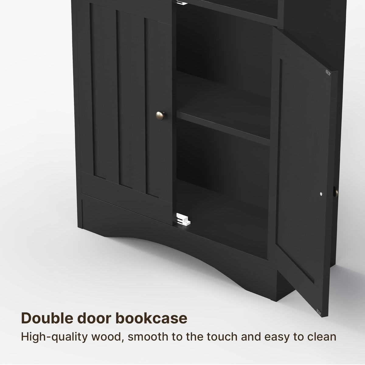 71''H 6-Shelf Black Bookcase with Doors W67237