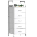 White 5 Drawer Fabric Dresser Y95056