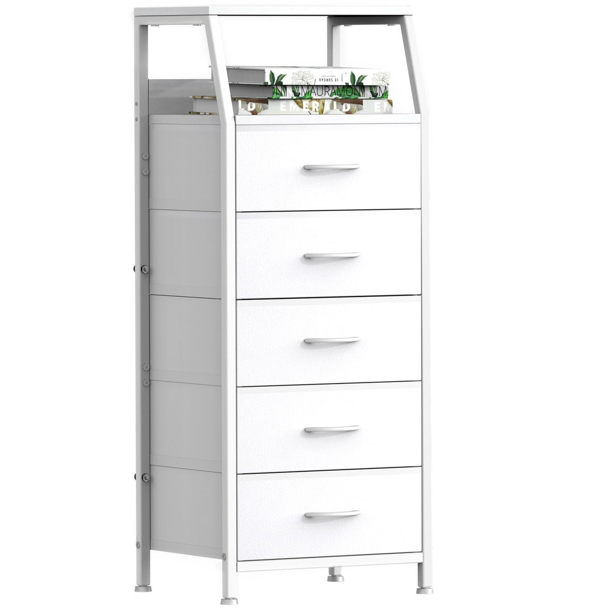 White 5 Drawer Fabric Dresser Y95056