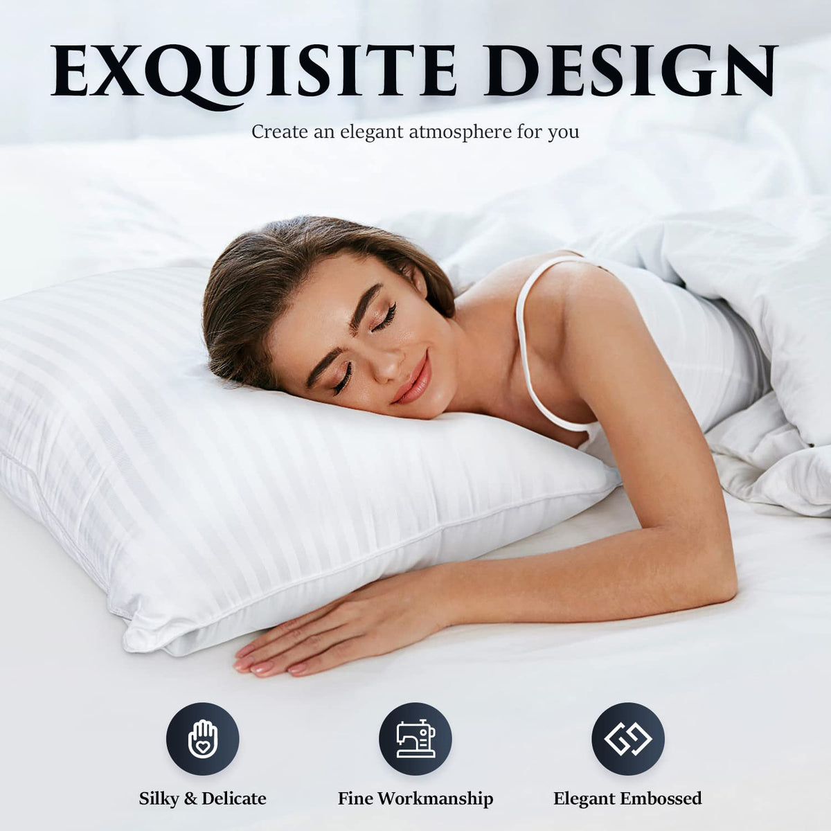Queen Size Microfiber Bed Pillows Set of 2 T290923