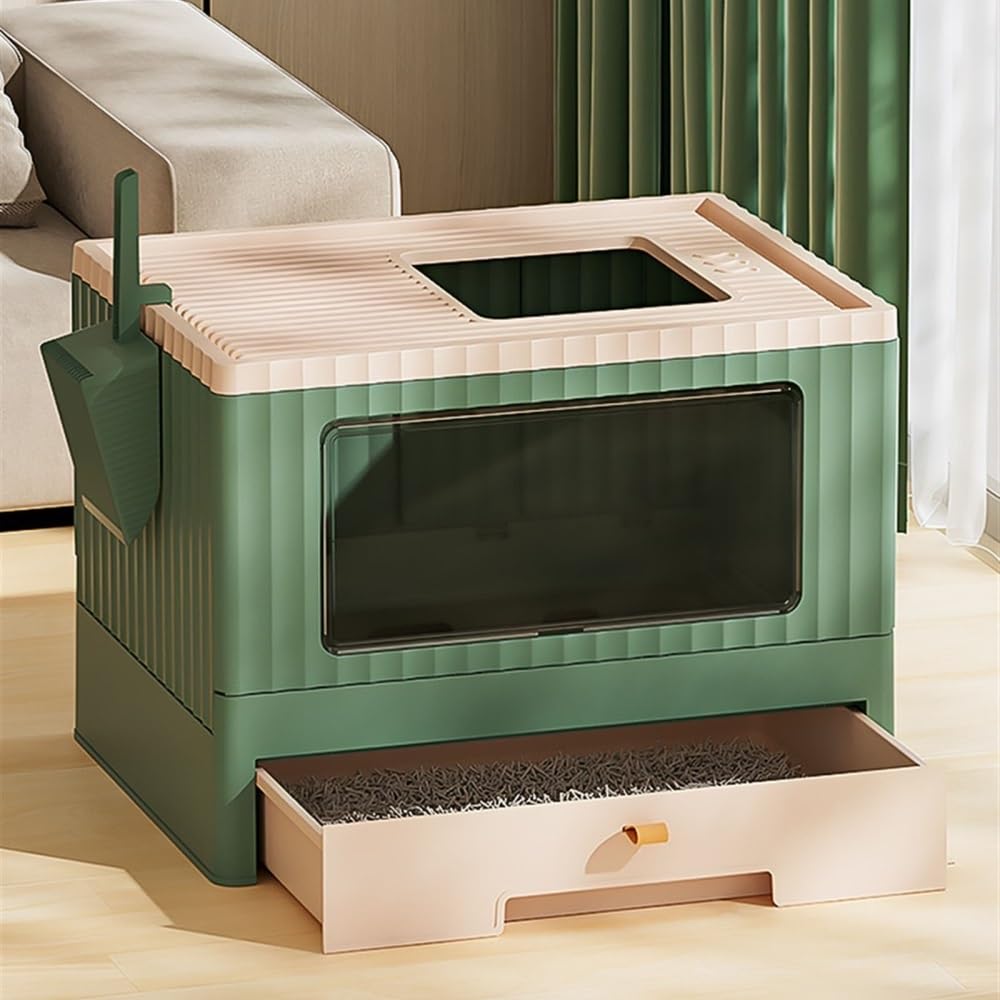 Foldable Cat Litter Box with Lid & Scoop H59132