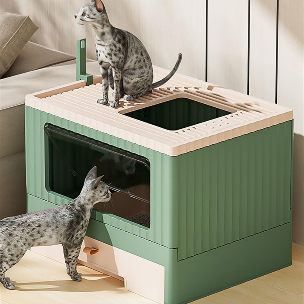 Foldable Cat Litter Box with Lid & Scoop H59132