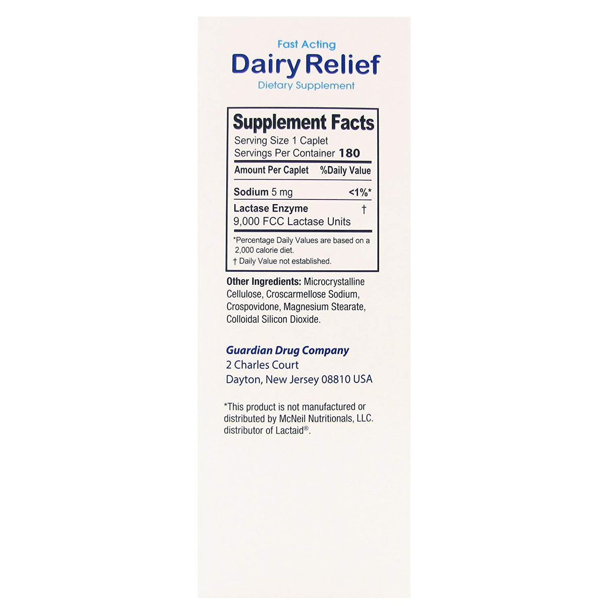 Lactase Enzyme 180 Caplets O85830