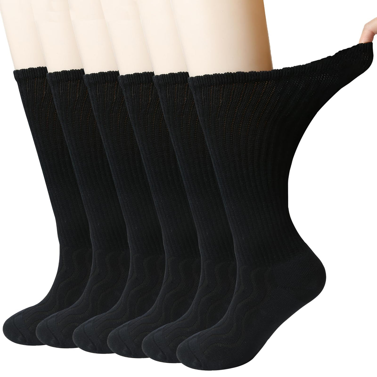Bamboo Viscose Non-Binding Moisture Wicking Crew Socks With Seamless Toe G627730