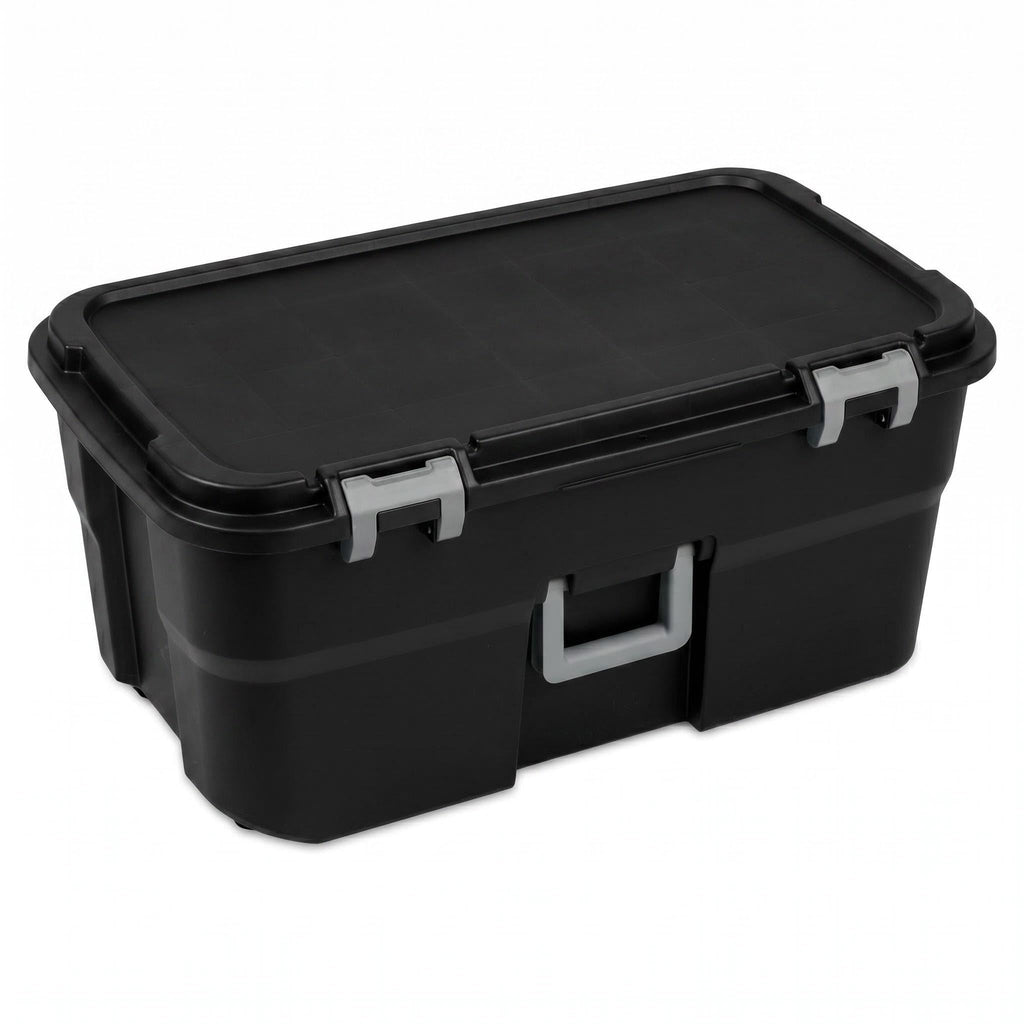 22 Gallon Black Wheeled Plastic Storage Trunk P403798
