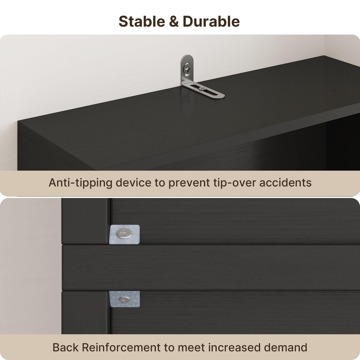 71''H 6-Shelf Black Bookcase with Doors W67237