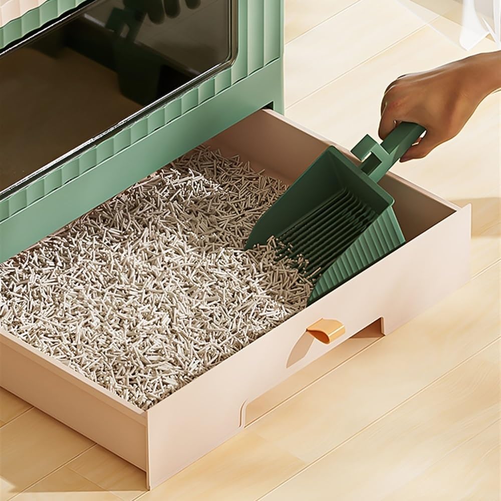 Foldable Cat Litter Box with Lid & Scoop H59132