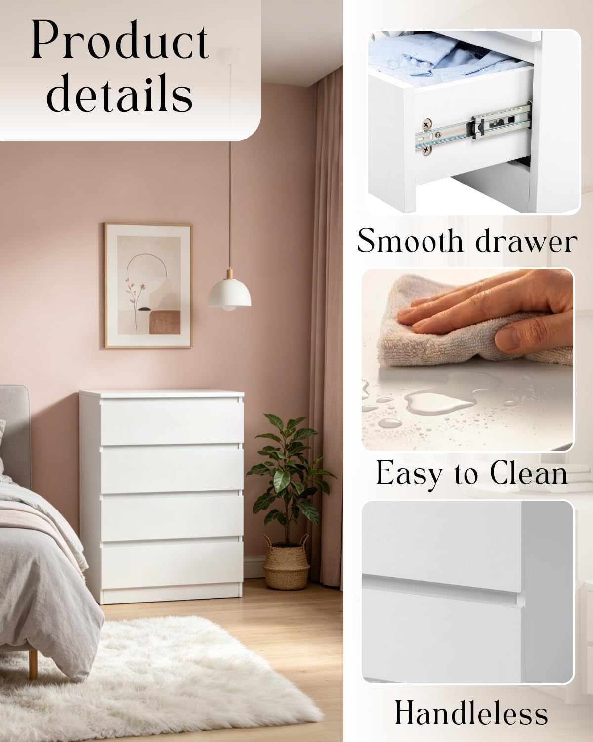 White 4 Drawer Dresser Q7990