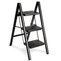Black 3 Step Steel Folding Ladder Z32287