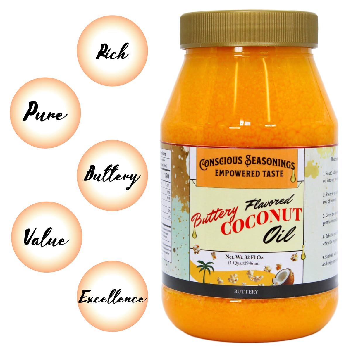 Butter Flavored Coconut Oil 32 oz 2 Pack T71175