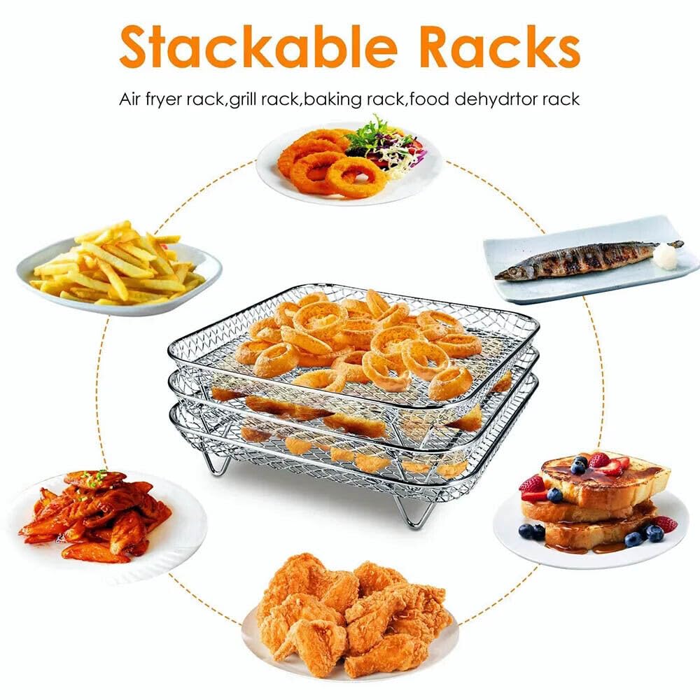 7 Inch Stackable Stainless Steel Air Fryer Rack, 3 Pcs D177703