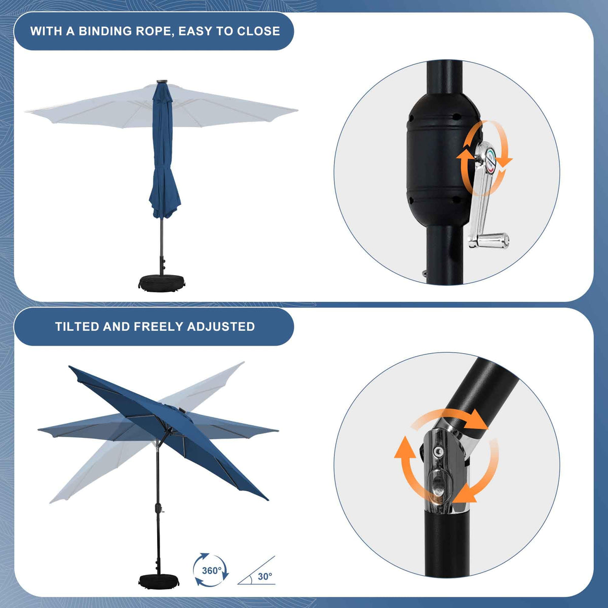 9 FT Patio Umbrella with Base E443