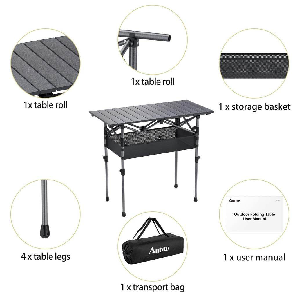 3ft Aluminum Roll Top Folding Camping Table T659