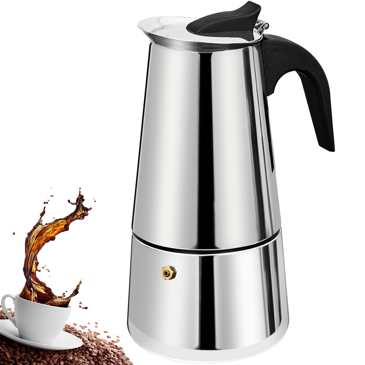 12 Cup Stainless Steel Stovetop Espresso Moka Pot 600ml J437554