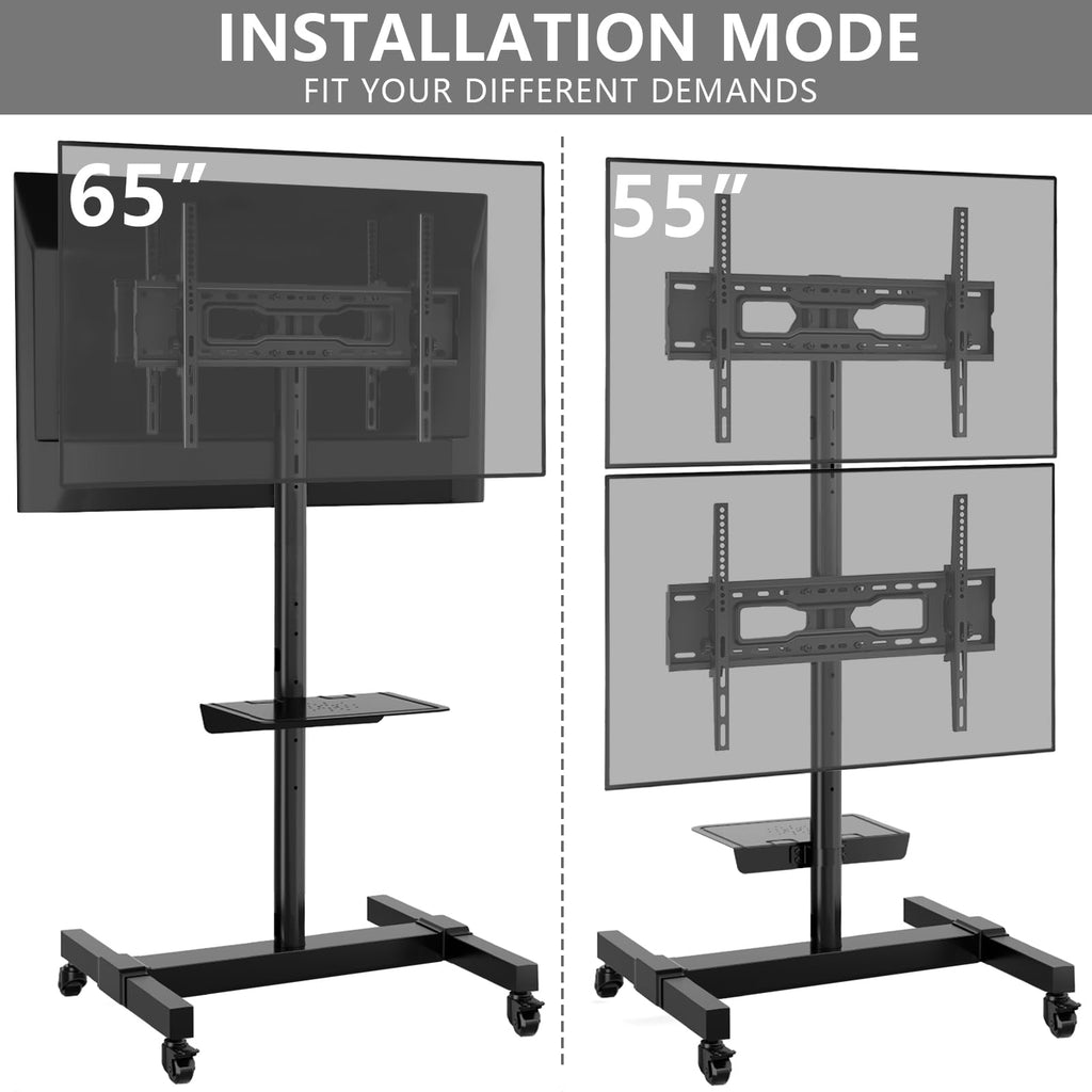 Mobile Dual TV Stand for Two 32-65 Inch Flat Panel Curved TV F419