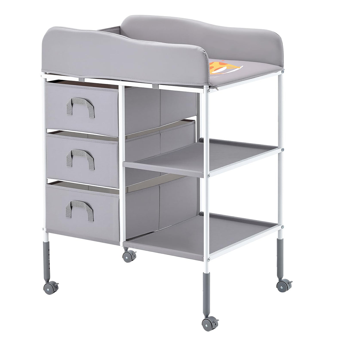 Adjustable Height Baby Changing Table with 3 Fabric Drawers L8837