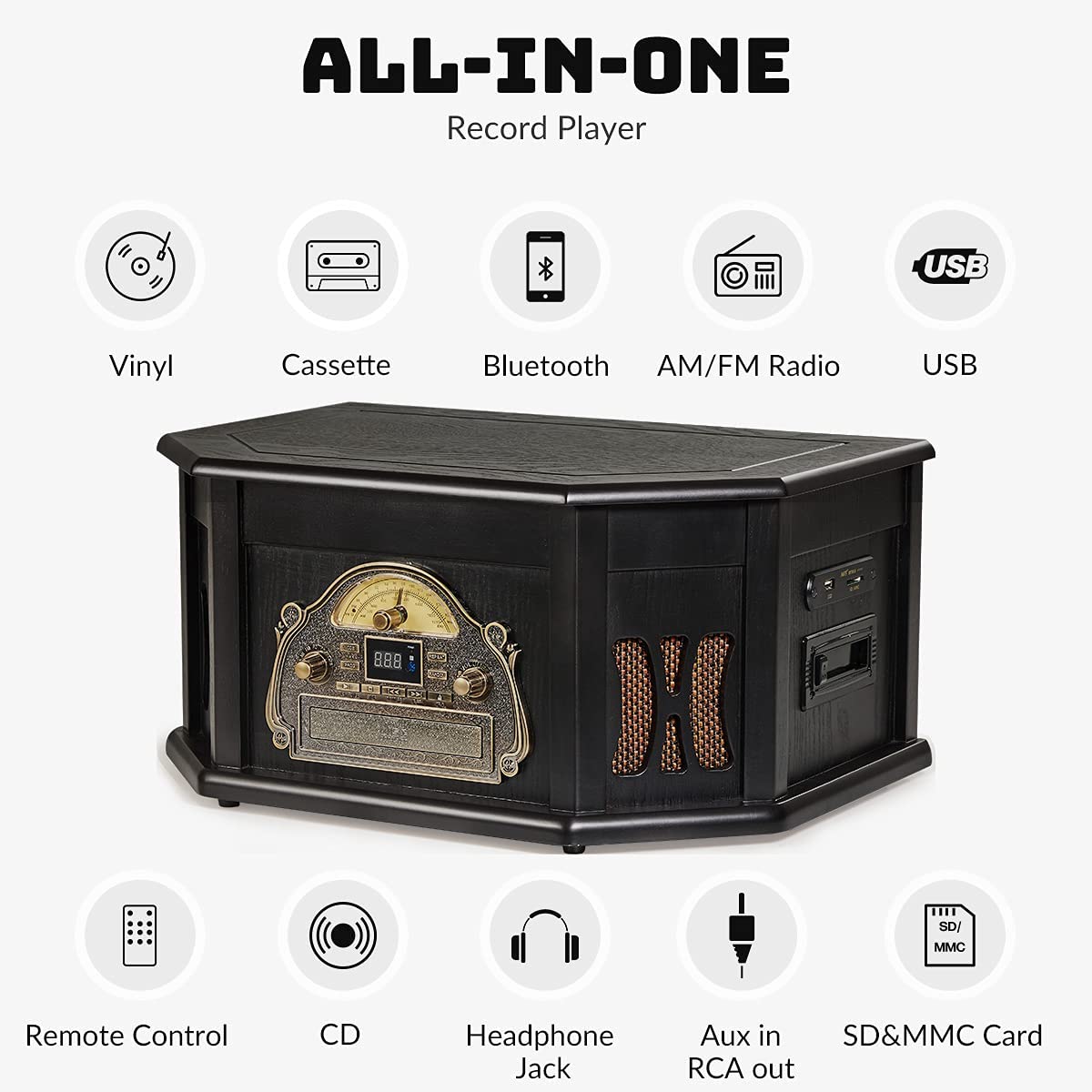 10-in-1 Record Player with Bluetooth J19208
