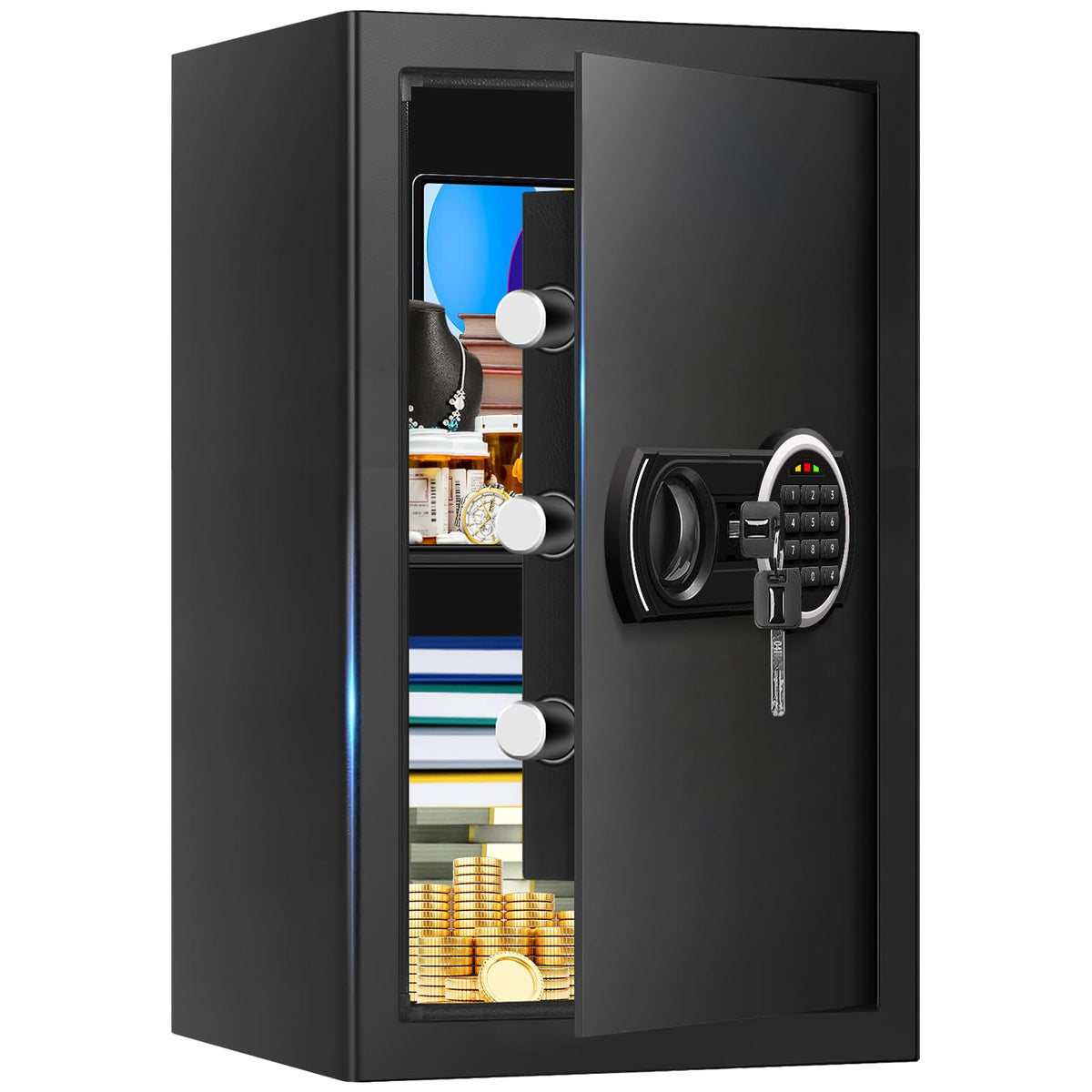 3.3 Cuft Water and Fireproof Safe with Digital Keypad & Key Lock R762669