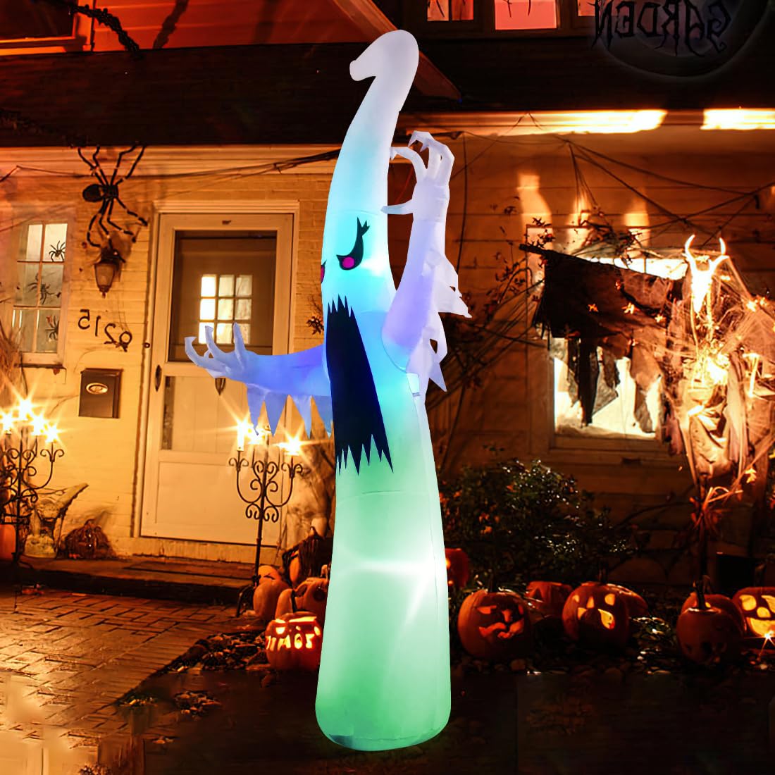 6 FT Halloween Inflatable Ghost with Built-in Colorful LEDs B16259